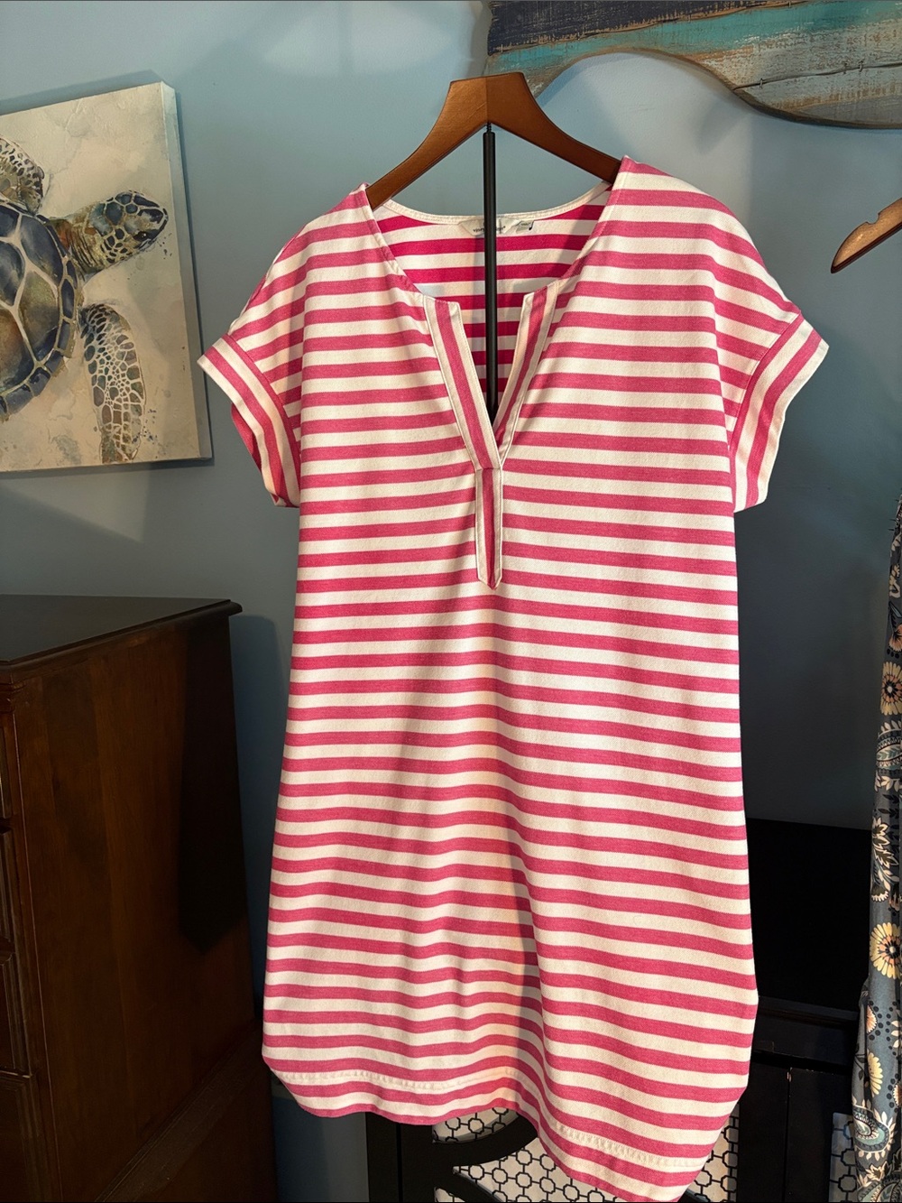 Pink and White Striped Tunic Dress - Picture 4 of 4